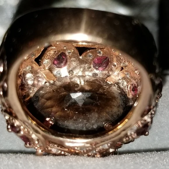 Exquisite Sterling Silver Genuine DiamondSz. 7